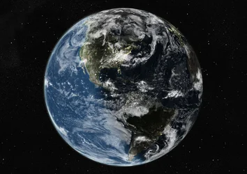 Globe Centred on the Americas, True Colour Satellite Image